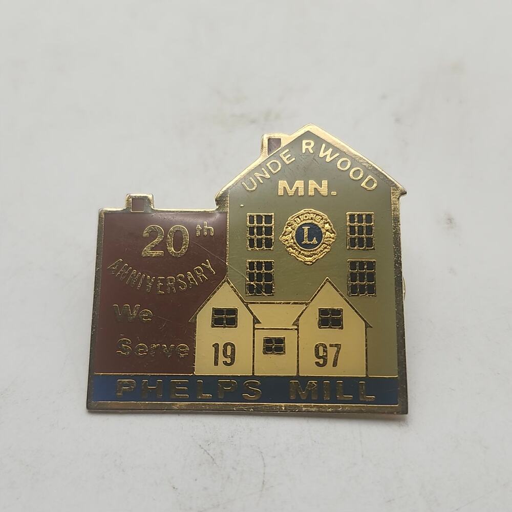 Vintage 1997 Lions Club Underwood Minnesota Phelps Mill 20th Anniversary Pin